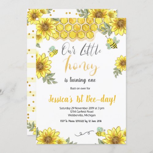 Little Honey Birthday Party Bee Invites