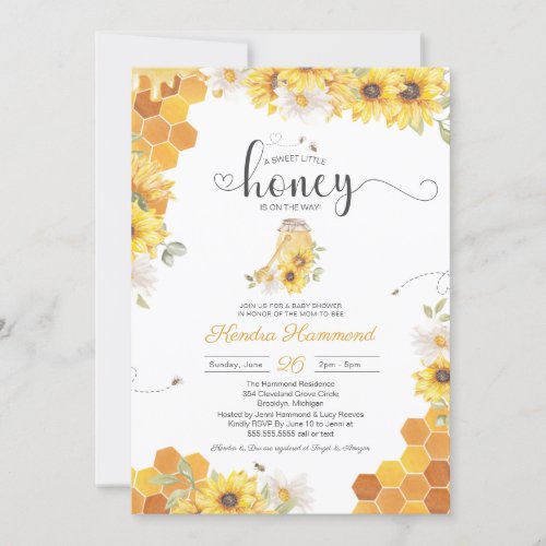 Little Honey Bumble Bee  Sunflower Baby Shower Invitation