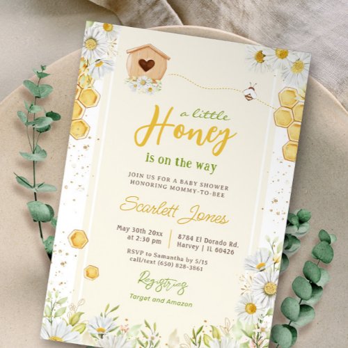 Little Honey Bumblebee Mommy to Bee Baby Shower In Invitation
