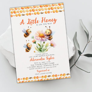 Little Honey Cute Bees Wildflower Baby Girl Shower Invitation