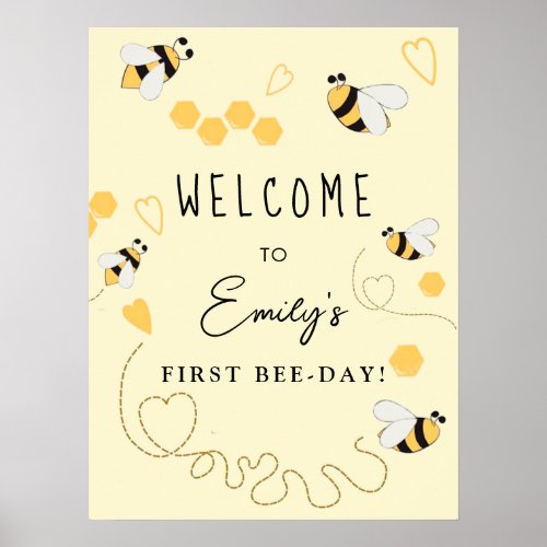 Little Honey First Birthday Welcome Sign