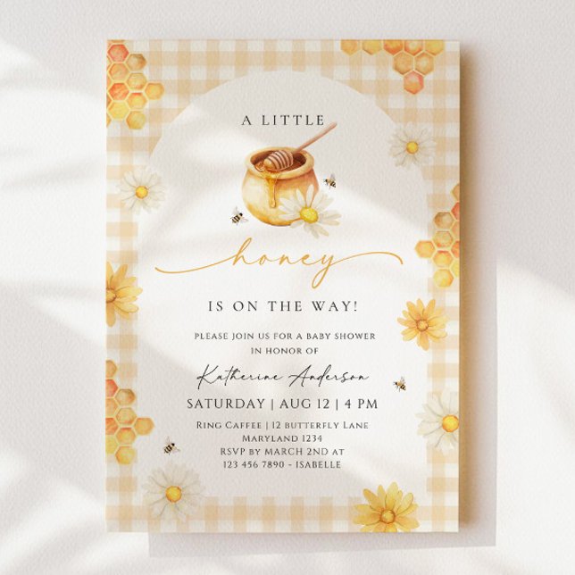 Little Honey Gingham Baby Shower Invitation (Creator Uploaded)