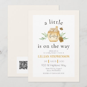 Little Honey Is On The Way Bee Baby Shower QR Code Invitation