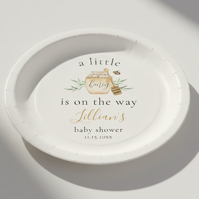 Little Honey Is On The Way Bee Baby Shower Welcome Paper Plates (Creator Uploaded)