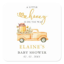 Little Honey Is On The Way Honey bee Baby Shower  Square Sticker