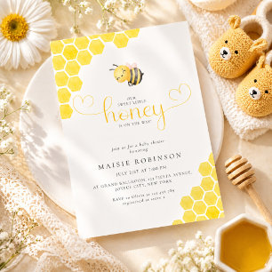 Little Honey Is on the Way Honeycomb Baby Shower Invitation