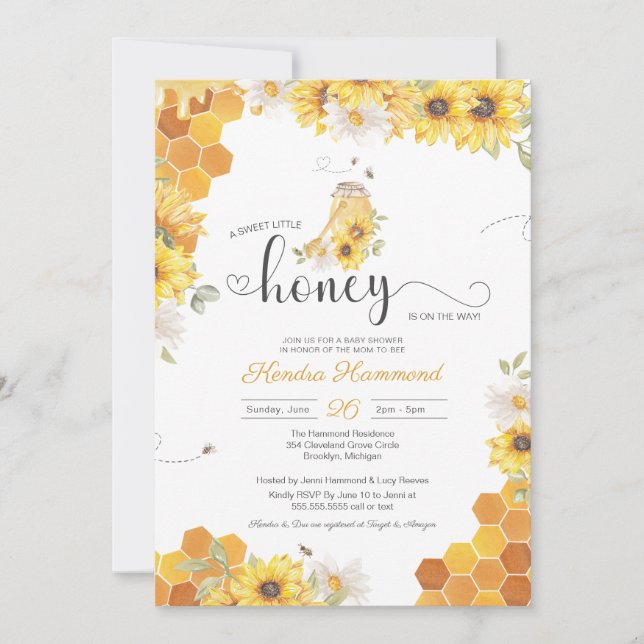 Little Honey, Mom-to-bee Sunflower Baby Shower  Invitation (Front)