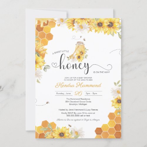 Little Honey Mom_to_bee Sunflower Baby Shower  Invitation