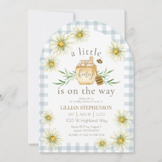 Little Honey On The Way Bee Blue Baby Shower  Invitation