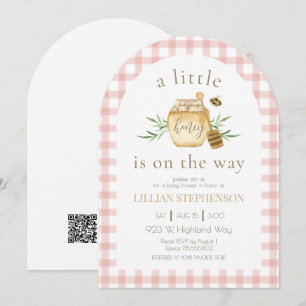 Little Honey On The Way Bee Pink Baby Shower QR Invitation
