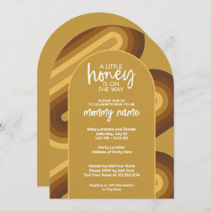 Little Honey on the Way Retro Stripes Baby Shower Invitation