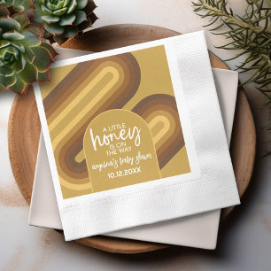 Little Honey on the Way Retro Stripes Baby Shower Napkins