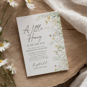 Little Honey on the Way Wildflower Bee Baby Shower Invitation
