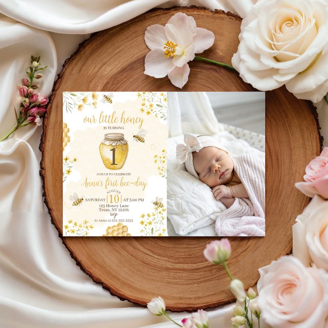 Little Honey Photo 1st Birthday Invite (Creator Uploaded)