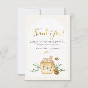 Little Honey Soft Watercolor Bee Baby Shower Flat Thank You Card