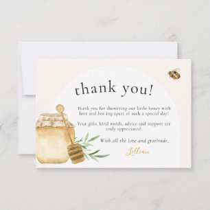 Little Honey Soft Watercolor Bee Baby Shower Flat Thank You Card