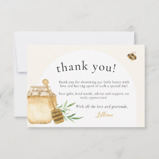 Little Honey Soft Watercolor Bee Baby Shower Flat Thank You Card