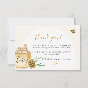Little Honey Soft Watercolor Bee Baby Shower Flat Thank You Card