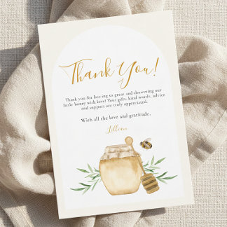Little Honey Soft Watercolor Bee Baby Shower Flat Thank You Card