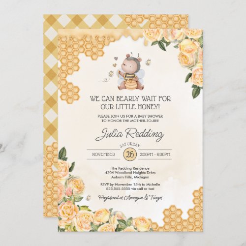 Little Honey Teddy Bear Mom_to_Bee Baby Shower Invitation