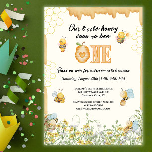 Little Honey To Bee One Wildflower 1st Birthday Invitation