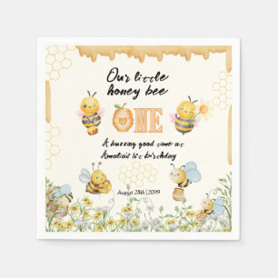 Little Honey To Bee One Wildflower 1st Birthday Napkins