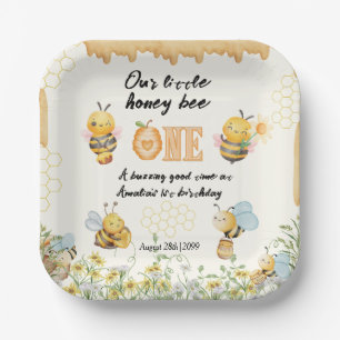 Little Honey To Bee One Wildflower 1st Birthday Paper Plates