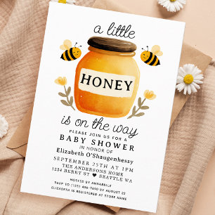 Little Honey Watercolor Bee Baby Shower Invitation