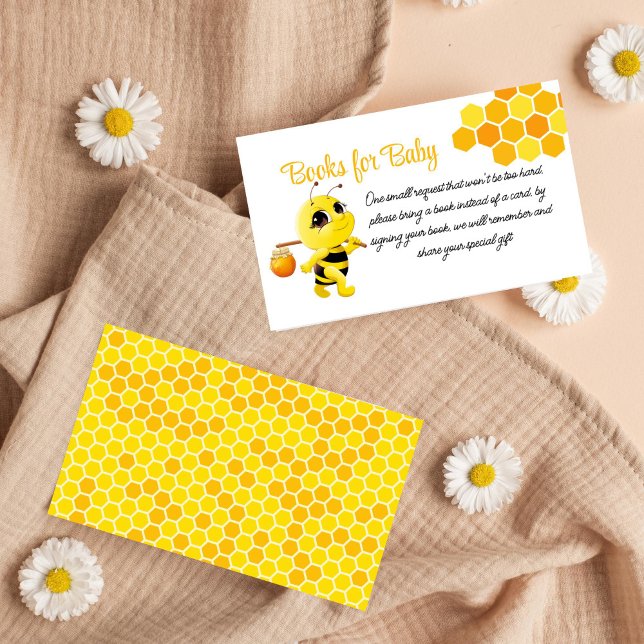 Little honey way bee baby shower book request enclosure card (Little honey on the way bee baby shower book request enclosure card books for baby cards)