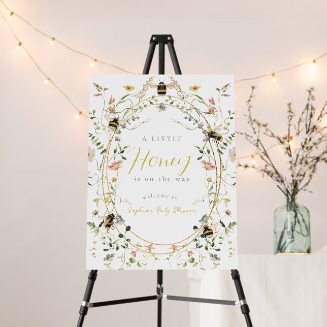 Little Honey Wildflower Bee Baby Shower Welcome Foam Board (In Situ (Stand))