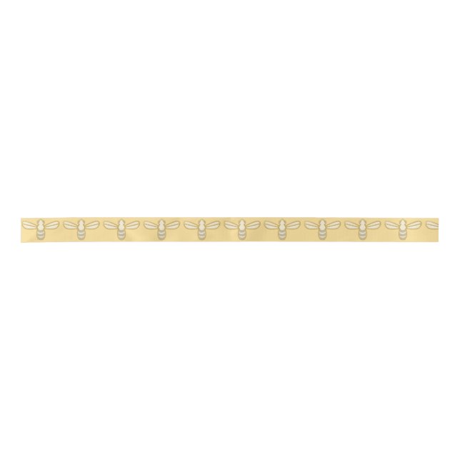 Little Honeybees on Honey-Yellow Satin Ribbon  (Front)