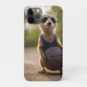Little Hoop Star: Baby Meerkat Holding Basketball iPhone 11 Pro Case