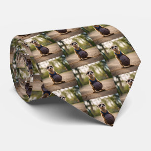 Little Hoop Star: Baby Meerkat Holding Basketball Neck Tie