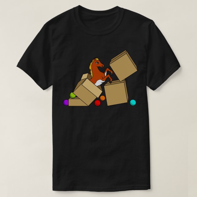 Little horse is jumping out of a box T-Shirt (Design Front)