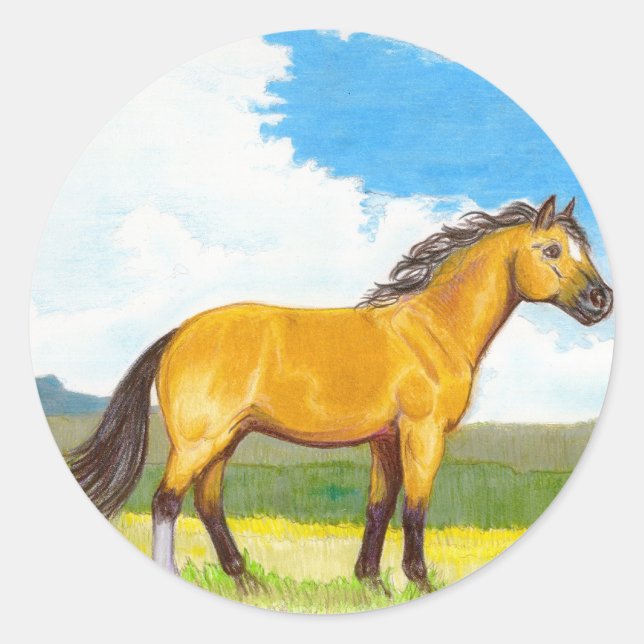 Little Horse on the Prairie Round Stickers (Front)