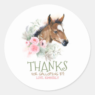 Little Horse Pink Birthday Classic Round Sticker