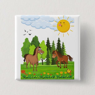 Little horses design for kids button