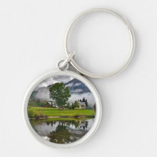 Little House in Mist on Lake Keychain