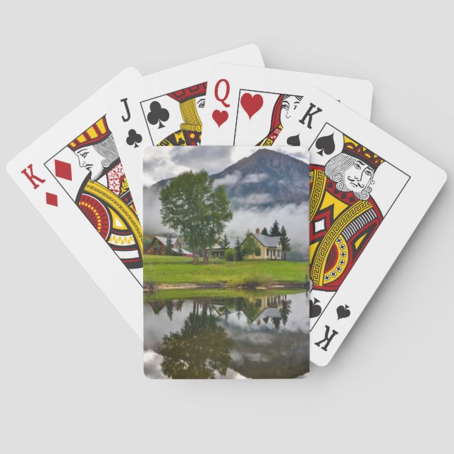 Little House in Mist on Lake Poker Cards (Back)