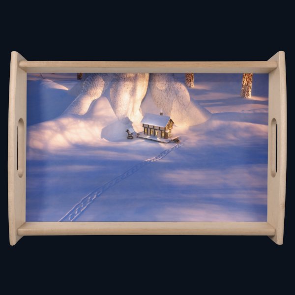Little House in the Snow Serving Tray
