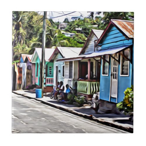 Little houses in Ste_Lucia Ceramic Tile