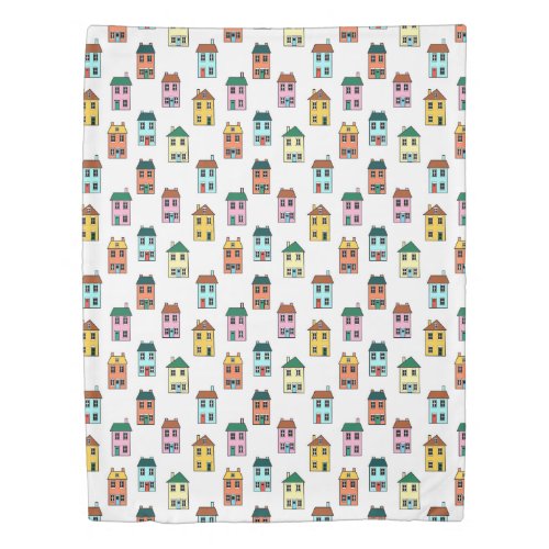 Little Houses Pattern Duvet Cover