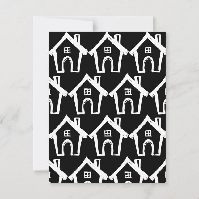 Little Houses We Have Moved Black & White Card (Front)