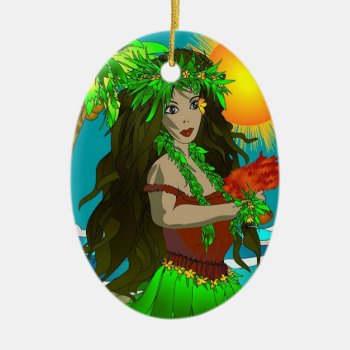 Little Hula Ornament by MoonArtandDesigns at Zazzle