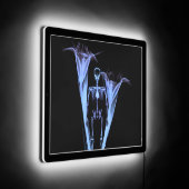 Little Human X-Ray Skeleton & Flowers - Blue LED Sign (Angle)