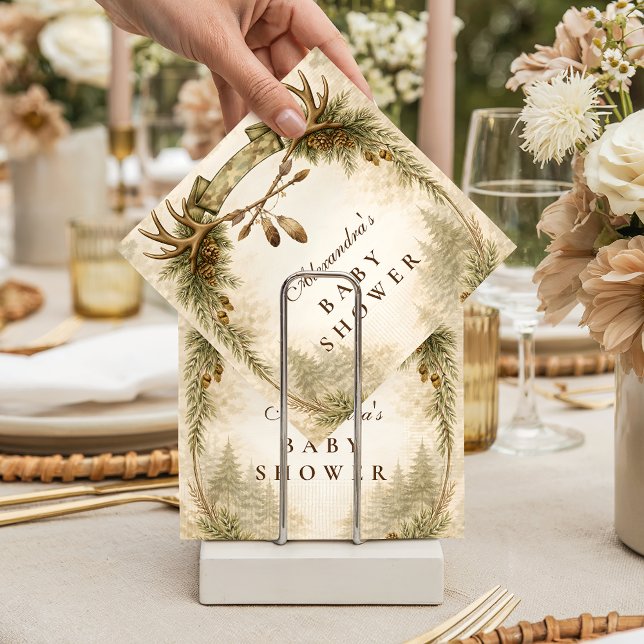 Little Hunter Antler Woodland Baby Shower Napkins (Creator Uploaded)