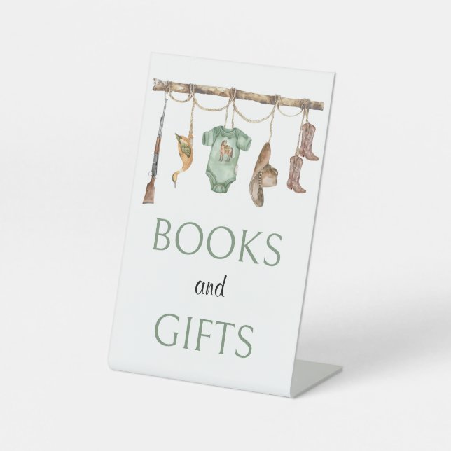 Little hunter Baby Shower Books and Gifts Sign (Front)