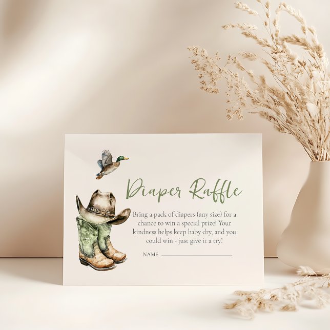 Little hunter baby shower diaper raffle enclosure card (little hunter diaper raffle card
)