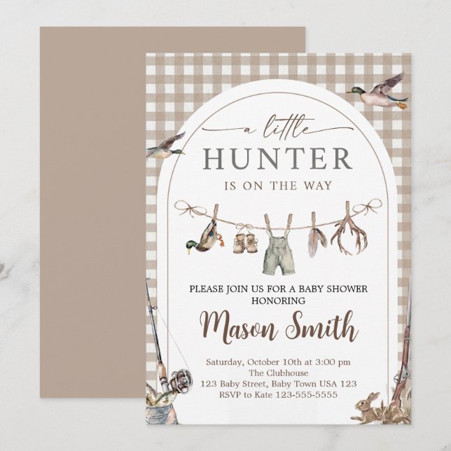 Little Hunter Baby Shower Invitation Boy (Front/Back)