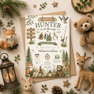Little Hunter Baby Shower Woodland Boy Printable Invitation